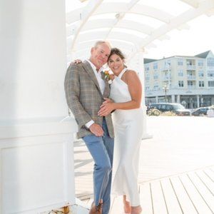 Galvan London Ivory Satin, Cropped Pandora Bridal Dress, Midi